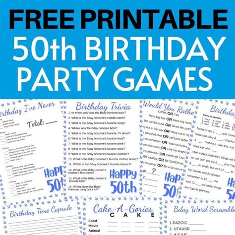 50th birthday party games|free 50th birthday party printables.